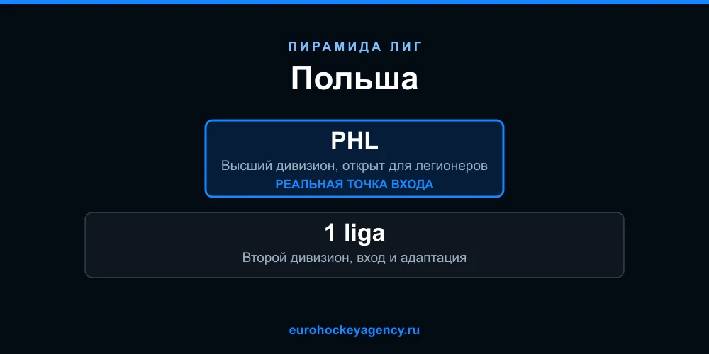 Ориентировочная пирамида взрослых хоккейных лиг Польши